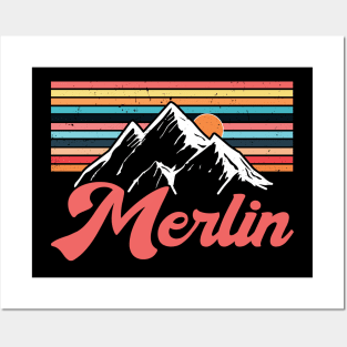 Personalized Name Merlin Vintage Styles Camping 70s 80s 90s Posters and Art